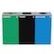 Alpine Industries 87 Gal. 3-Stream Steel Blue Recycling, Green Compost, and Black Commercial Trash Can Station ALP4450-BLK-KIT36 - alternate 1